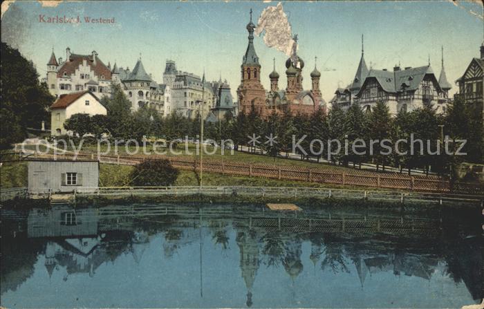 Karlsbad Eger Kirche Teich