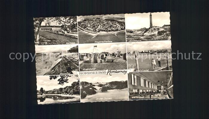 Norderney Nordseebad Leuchtturm Wellenbad Duenen Kurhaus
