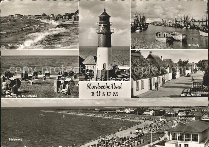 Buesum Nordseebad Hafen Alte Dorfstrasse Strand Leuchtturm
