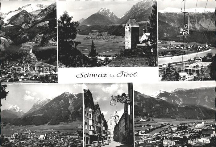 Schwaz Tirol Sesselbahn Kirche Strassenansciht
