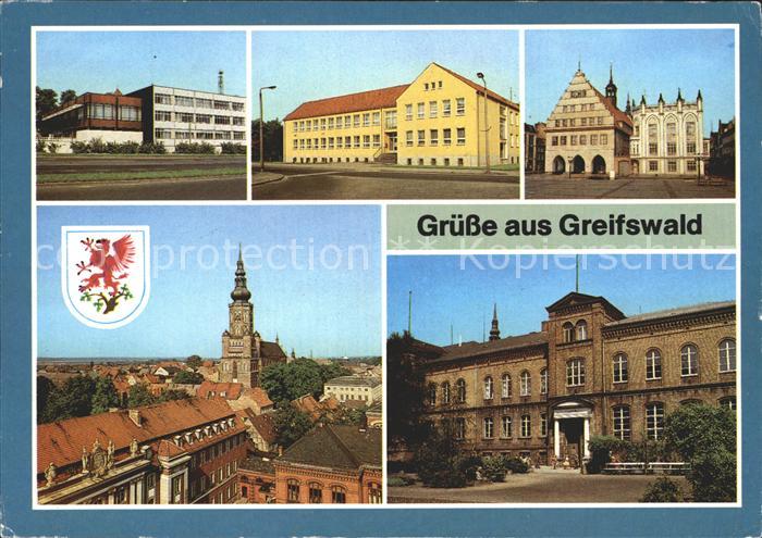 Greifswald Mecklenburg Vorpommern Haus der Gewerkschaft Rathaus und Ratsapotheke