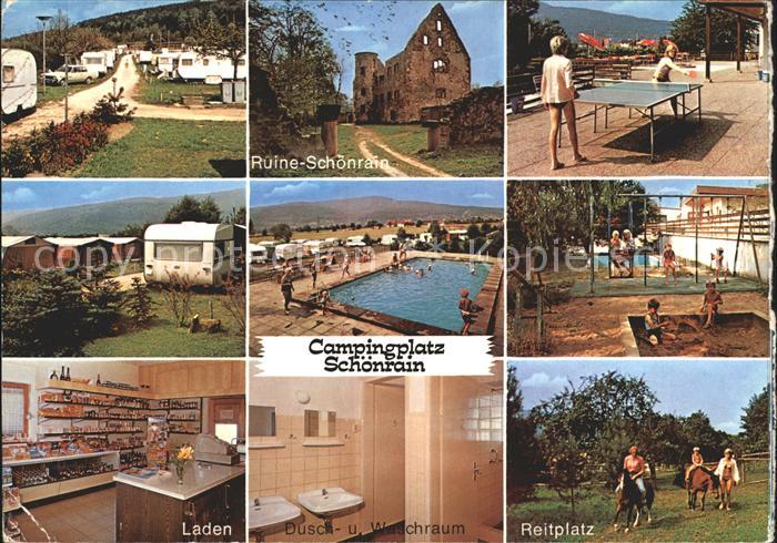 Gemuenden Main Ferien Campingplatz Schoenrain Reitplatz Ruine