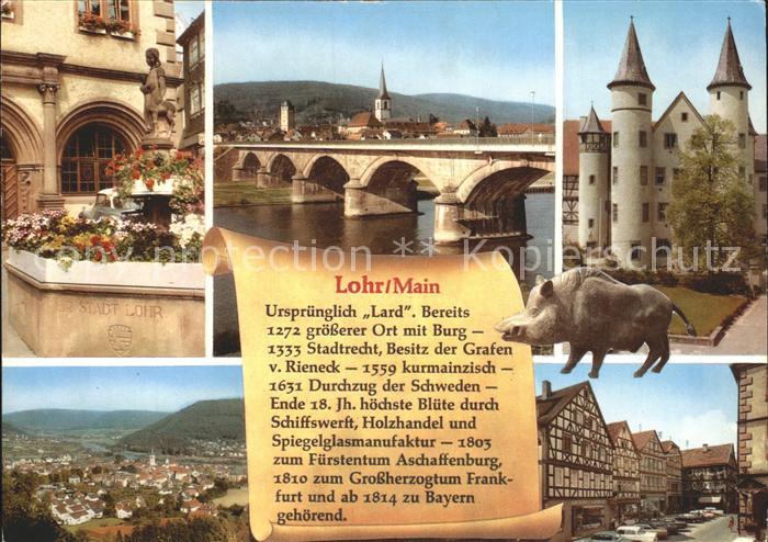 Lohr Main Bruecke Burg Wildschwein Brunnen