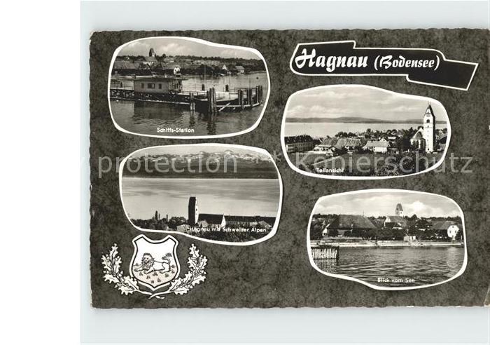 Hagnau Bodensee Schiffsstation Hagnau mit Schweizer Alpen Blick vom See