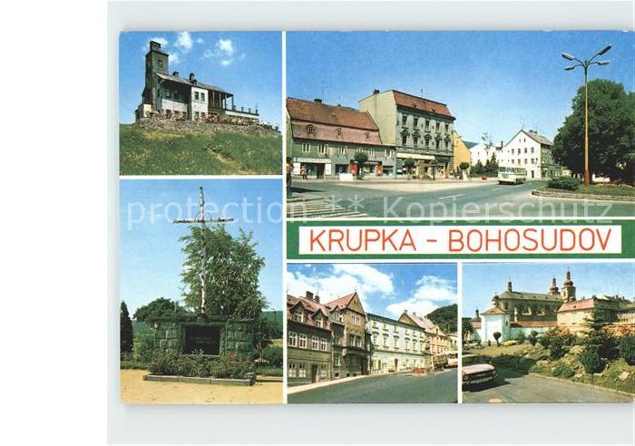Krupka Wegekreuz Kirche Platz