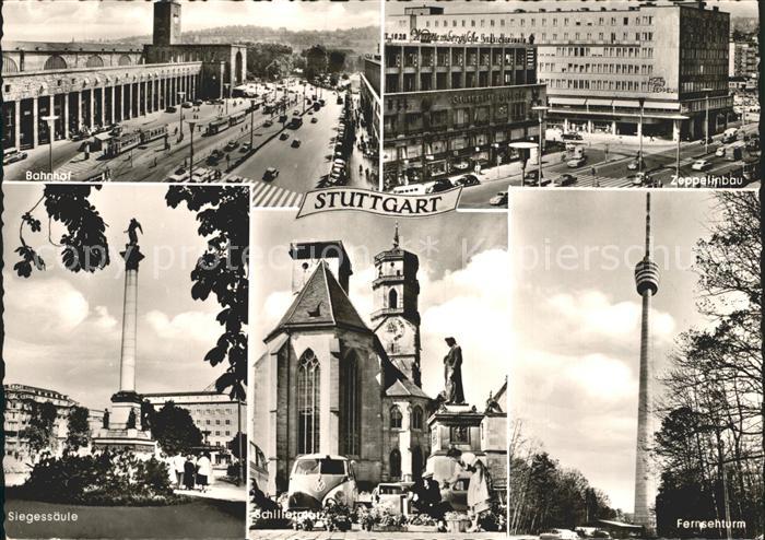 STUTTGART CITY Bahnhof Fernsehturm Zeppelinbau Siegessaeule