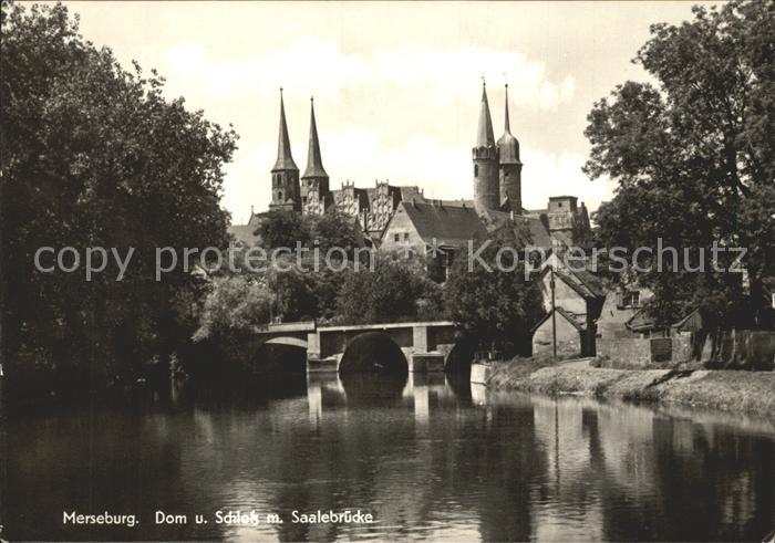 Merseburg Saale Dom mit Schloss und Saalebruecke