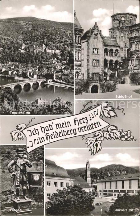 Heidelberg Neckar Schlosshof Brueckenpartie Universitaet