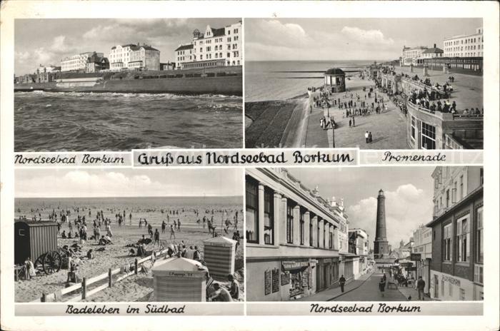 BORKUM Nordseebad Niedersachsen Promenade Leuchtturm Strandleben