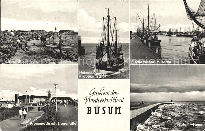 Buesum Nordseebad Hafen Fischerboote Strand Promenade