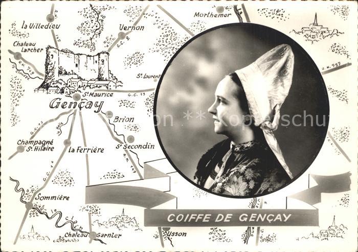 Gencay Lageplan und Frau in Tracht
