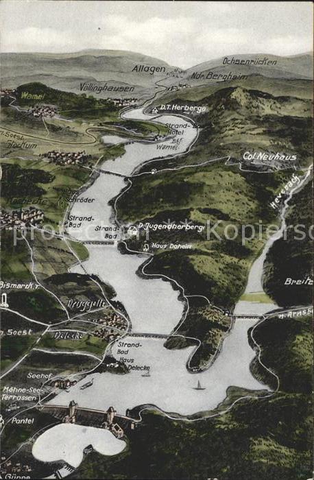 Moehnesee Panoramakarte Talsperre