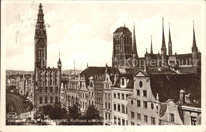 Danzig Westpreussen Rathaus mit Marienkirche