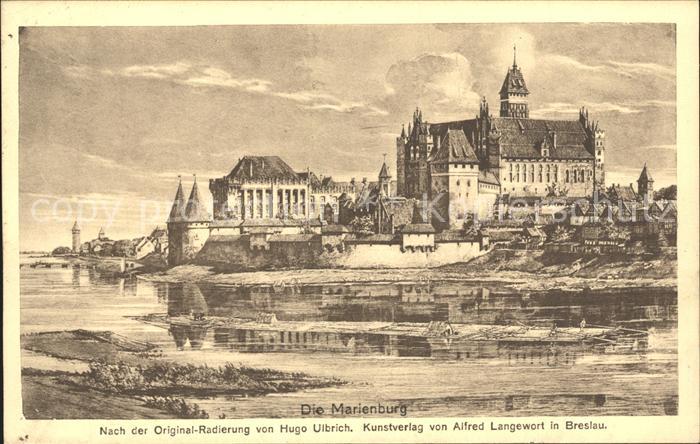 Marienburg Westpreussen Kuenstlerkarte Radierung Hugo Ulbrich
