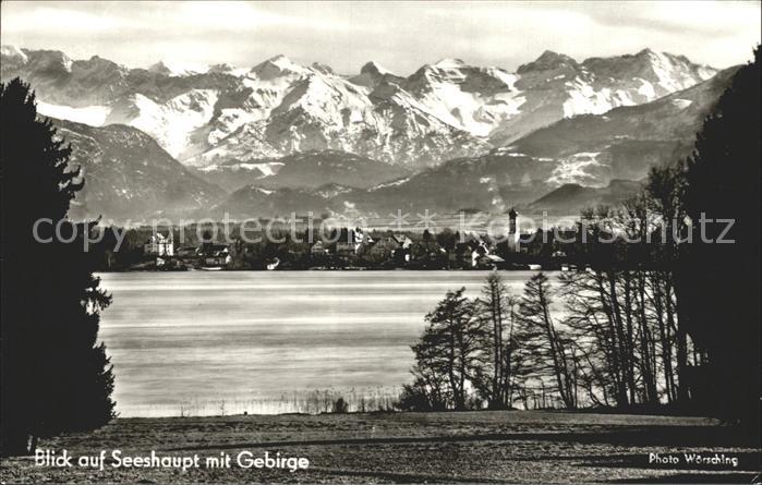 Seeshaupt Partie am See mit Bergen