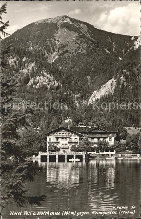 Walchensee Hotel Post gegen Heimgarten