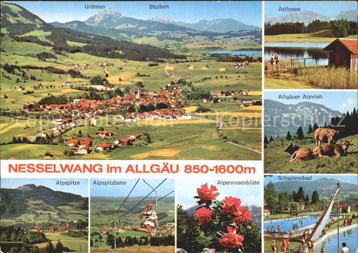 Nesselwang Allgaeu Bayern Fliegeraufnahme Attlesee Alpitzbahn