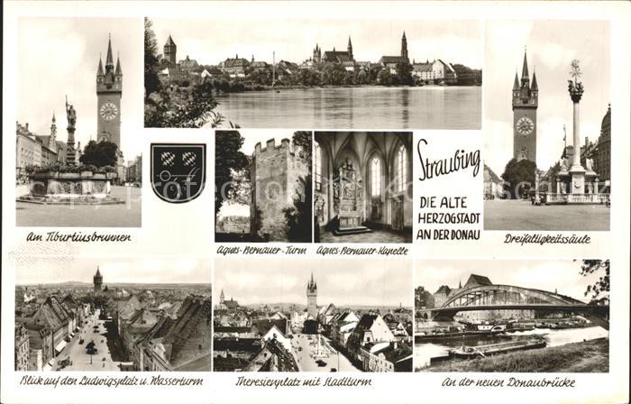 Straubing Dreifaltigkeitssaeule Theresienplatz Donaubruecke