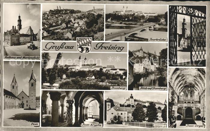 Freising Oberbayern Isarbruecke Dom- Krypta Rathaus