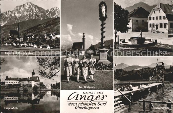 Anger Bayern Dorfplatz Dorfbrunnen Schwimmbad