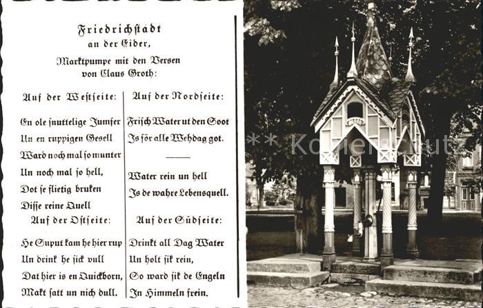 Friedrichstadt Eider Marktpumpe mit Versen