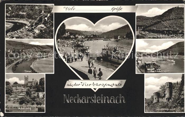 Neckarsteinach Am Neuufer Totalansicht Mittelburg