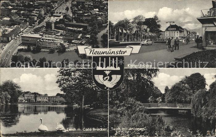 Neumuenster Schleswig-Holstein Teich mit Anlagen Kieler Bruecke Luftaufnahme