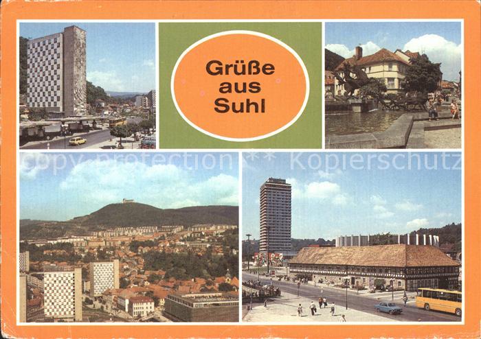 Suhl Thueringer Wald Teilansicht Dianbrunnen Waffenmuseum