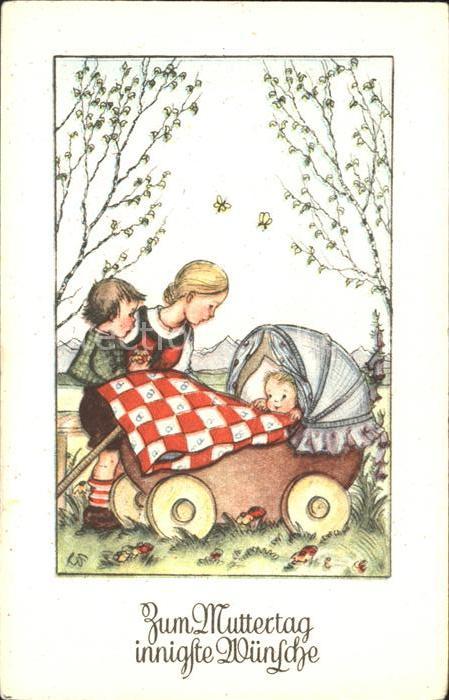 Muttertag Glueckwunsch Kinderwagen Baby