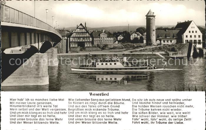 Liederkarte Weserlied Holzminden Weserbruecke Faehrhaus Jugendherberge