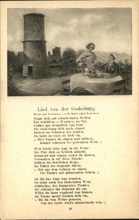 Liederkarte Godesburg M. Koehler Wein