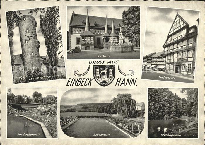 Einbeck Niedersachsen Storchenturm Baeckerwall Badeanstalt Kraehengraben Rathaus