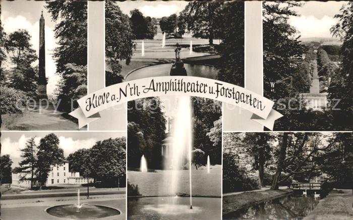 Kleve Amphitheater und Forstgarten Brunnen Fontaene Teilansichten