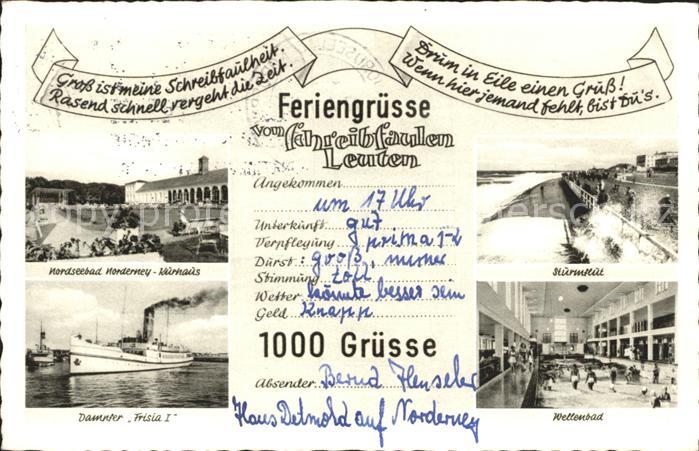 Norderney Nordseebad Kurhaus Sturmflut Dampfer Frisia I Wellenbad