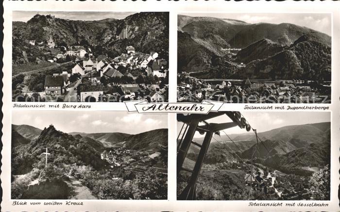 Altenahr Total Burg Aare Teilansicht Weisses Kreuz Sesselbahn