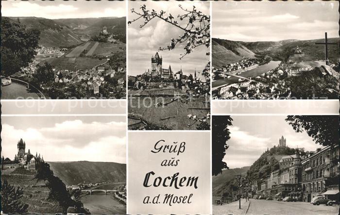 Cochem Mosel Totalansicht Schloss Strassenpartie