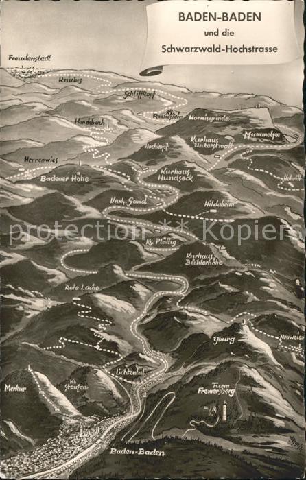 BADEN-BADEN BW und die Schwarzwald Hochstrasse Panoramakarte
