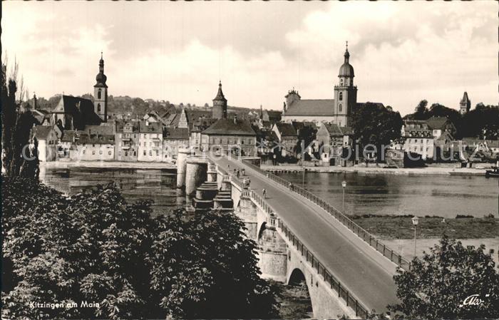 Kitzingen Main Teilansicht Kirchen Mainbruecke