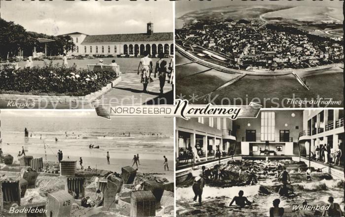 Norderney Nordseebad Kurpark Fliegeraufnahme Badeleben Wellenbad