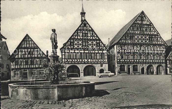 Dornstetten Wuerttemberg Marktplatz Brunnen Fachwerkhaeuser