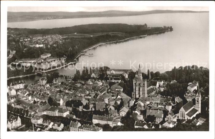 Konstanz Bodensee Bucht und Horn Fliegeraufnahme