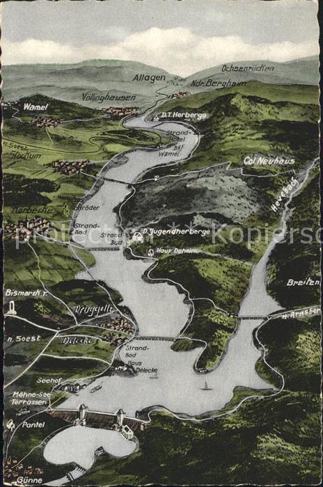 Moehnesee Talsperre Panoramakarte