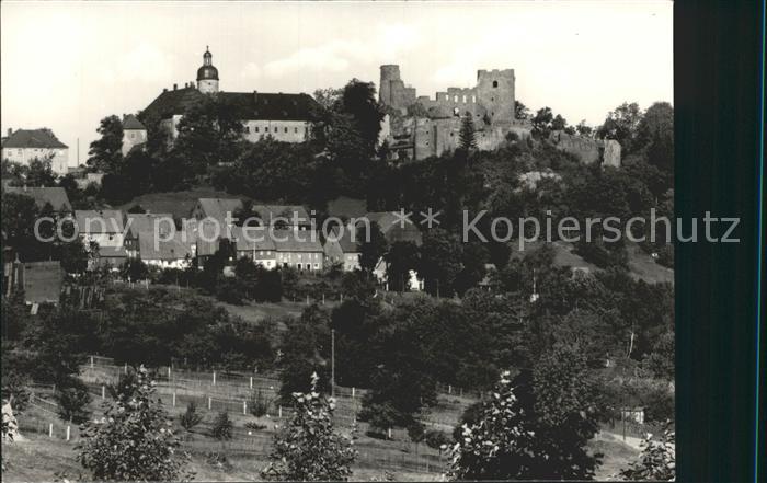 Frauenstein Sachsen Teilansicht Schloss und Burgruine