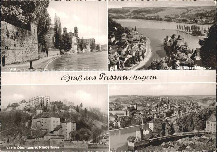 PAssAU Bayern Inntal Dreifluesse Muendung Veste Oberhaus und Niederhaus Panorama