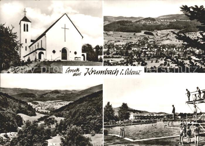 Krumbach Odenwald Kirche Panorama Schwimmbad