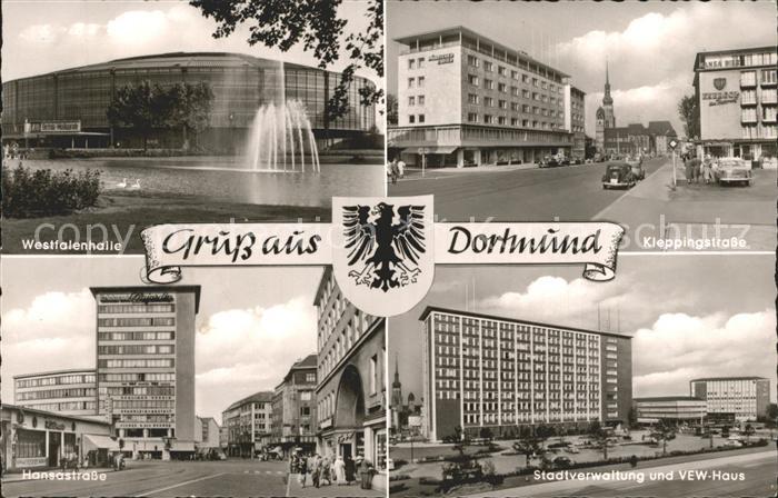 DORTMUND  CITY Westfalenhalle Kleppingstr Hansastr Stadtverwaltung und VEW Haus