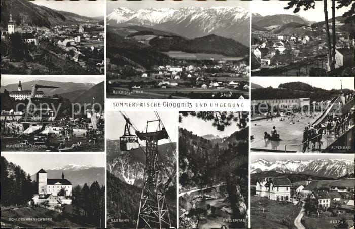 Gloggnitz Niederoesterreich Total Rax Alpenbad mit Schloss Kranichb