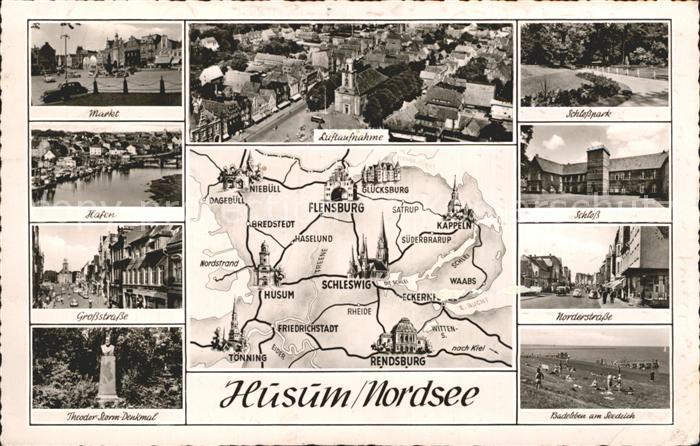 Husum Nordfriesland Markt Fliegeraufnahme Schloss Park Hafen Gross Str Theodor S