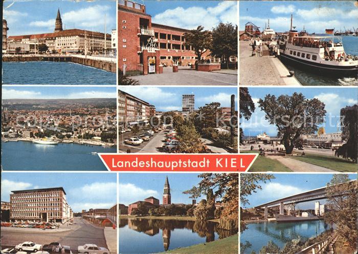 KIEL  CITY Promenade Schule Kai Dampfer Total Strassenpartie Gebaeude Kirche Bru