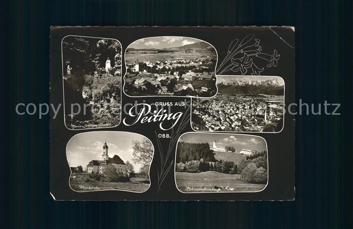 Peiting Maria Lourdes Grotte Totalansicht Panorama Wieskirche Hohenpeissenberg